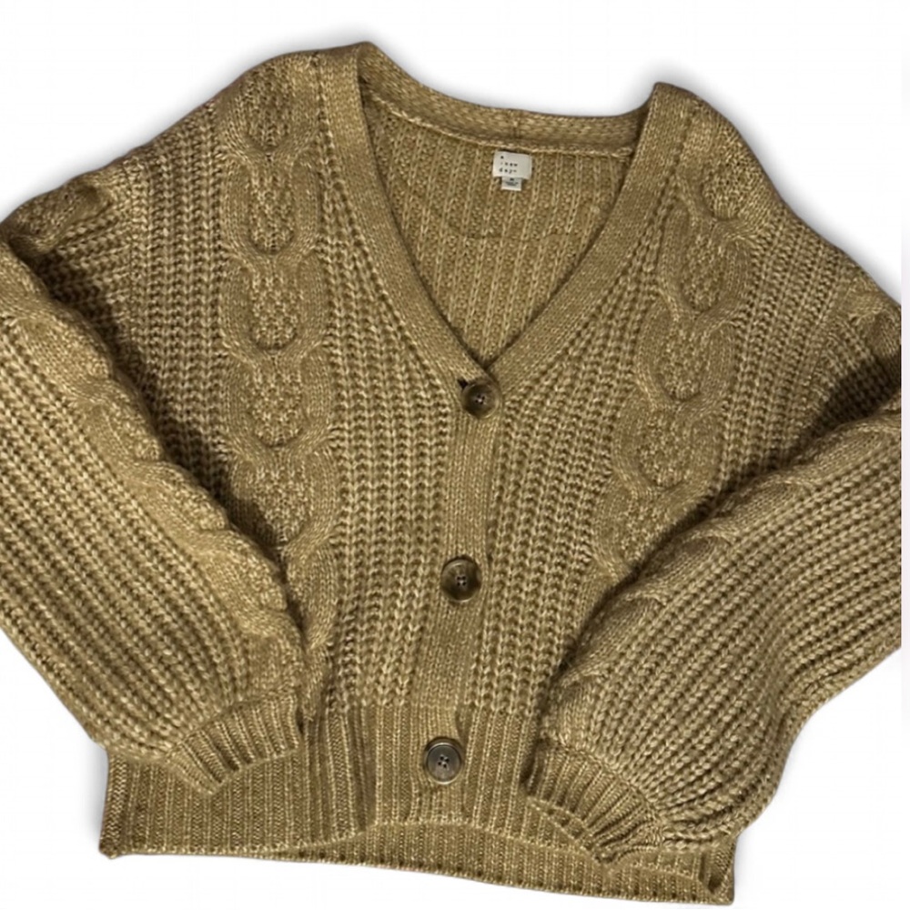 a new day Women’s Tan Cable Knit Cardigan Medium